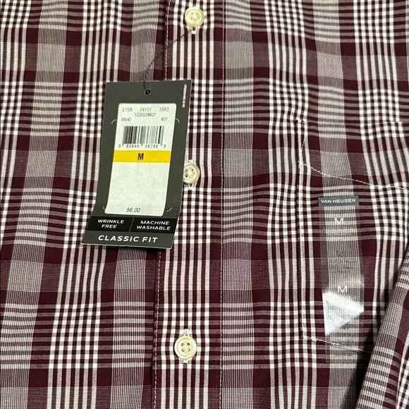 Van Heusen Maroon Plaid Men's Shirt - Picture 4 of 6